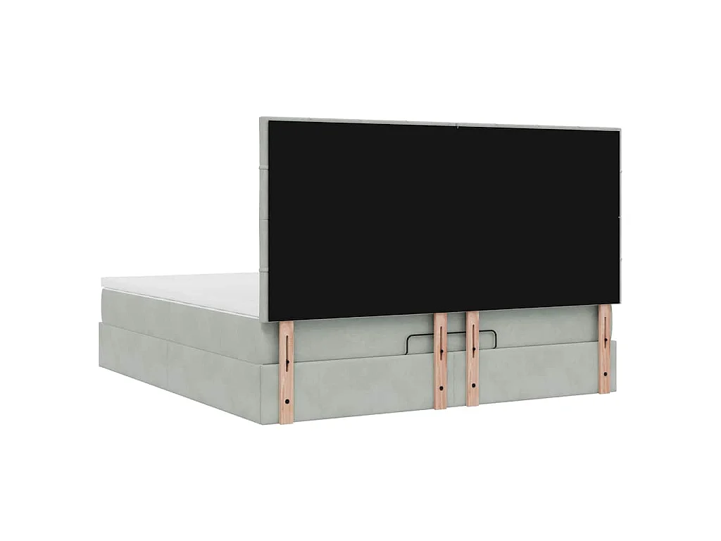 Ottoman-Bett mit Matratzen & LEDs Hellgrau 180x200 cm Samt
