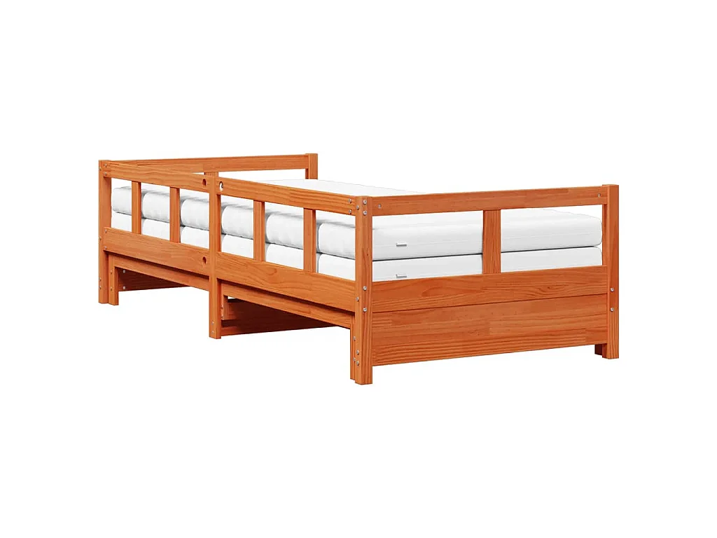 Lit de jour et lit gigogne et matelas 90x190 cm bois pin massif