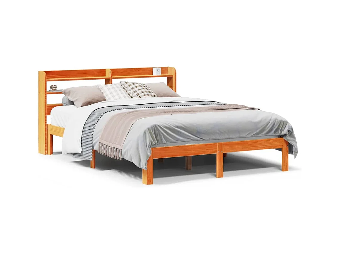 Cadre de lit sans matelas cire marron 140x190cm bois pin massif