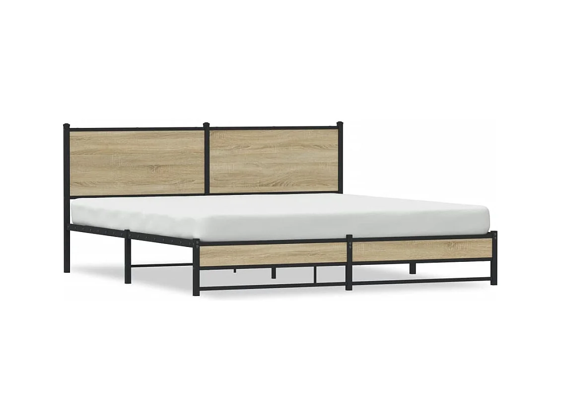 Cadre de lit en métal sans matelas chêne sonoma 180x200 cm