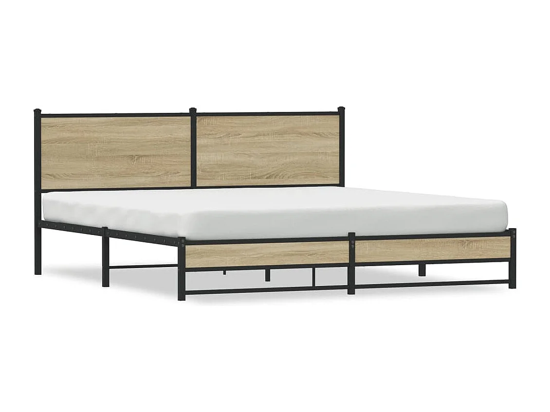 Estructura de cama sin colchón metal roble Sonoma 180x200 cm