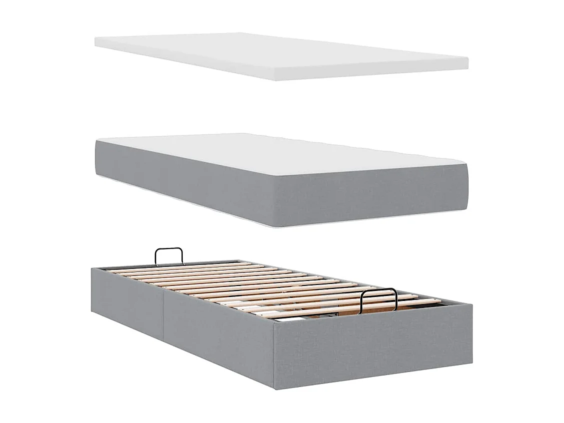 Ottoman bed met matrassen en LED's 160x200cm stof lichtgrijs