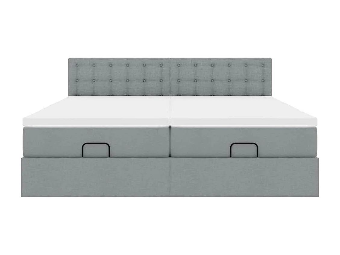 Cadre de lit ottoman et matelas gris clair 160x200cm tissu