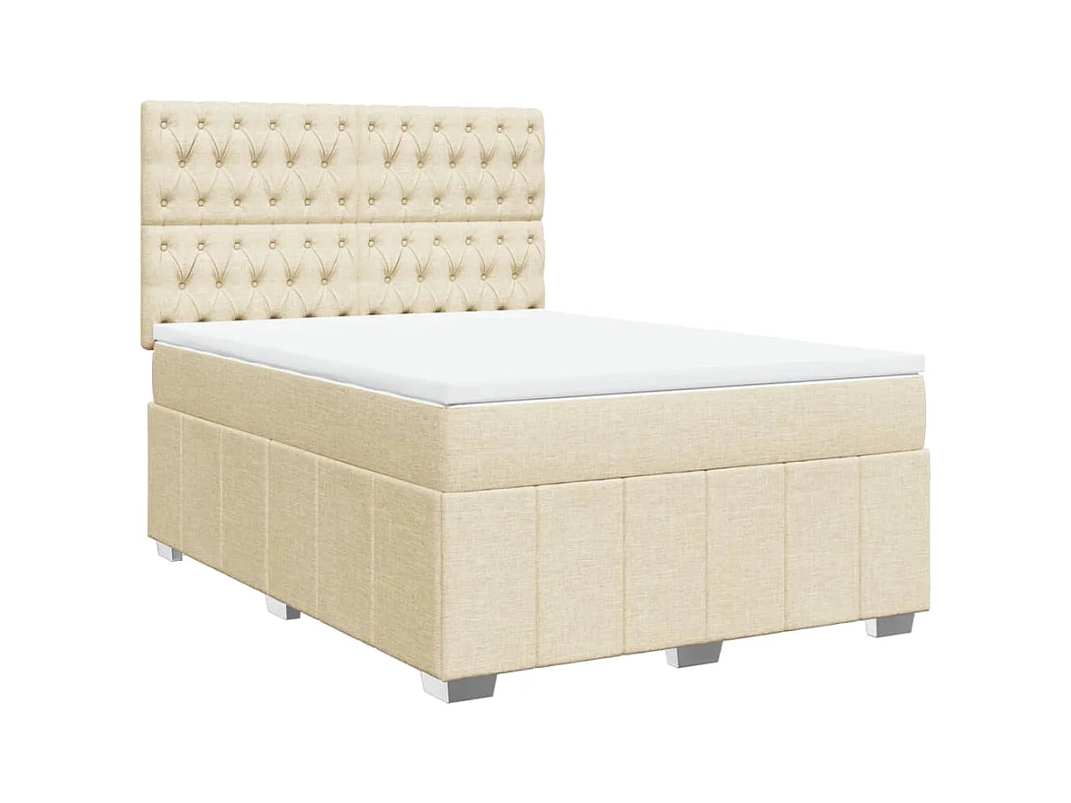 Sommier à lattes de lit avec matelas Crème 140x200 cm Tissu