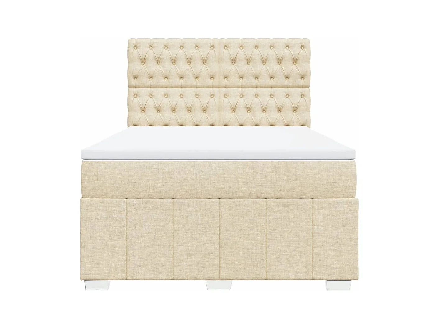 Sommier à lattes de lit avec matelas Crème 140x200 cm Tissu