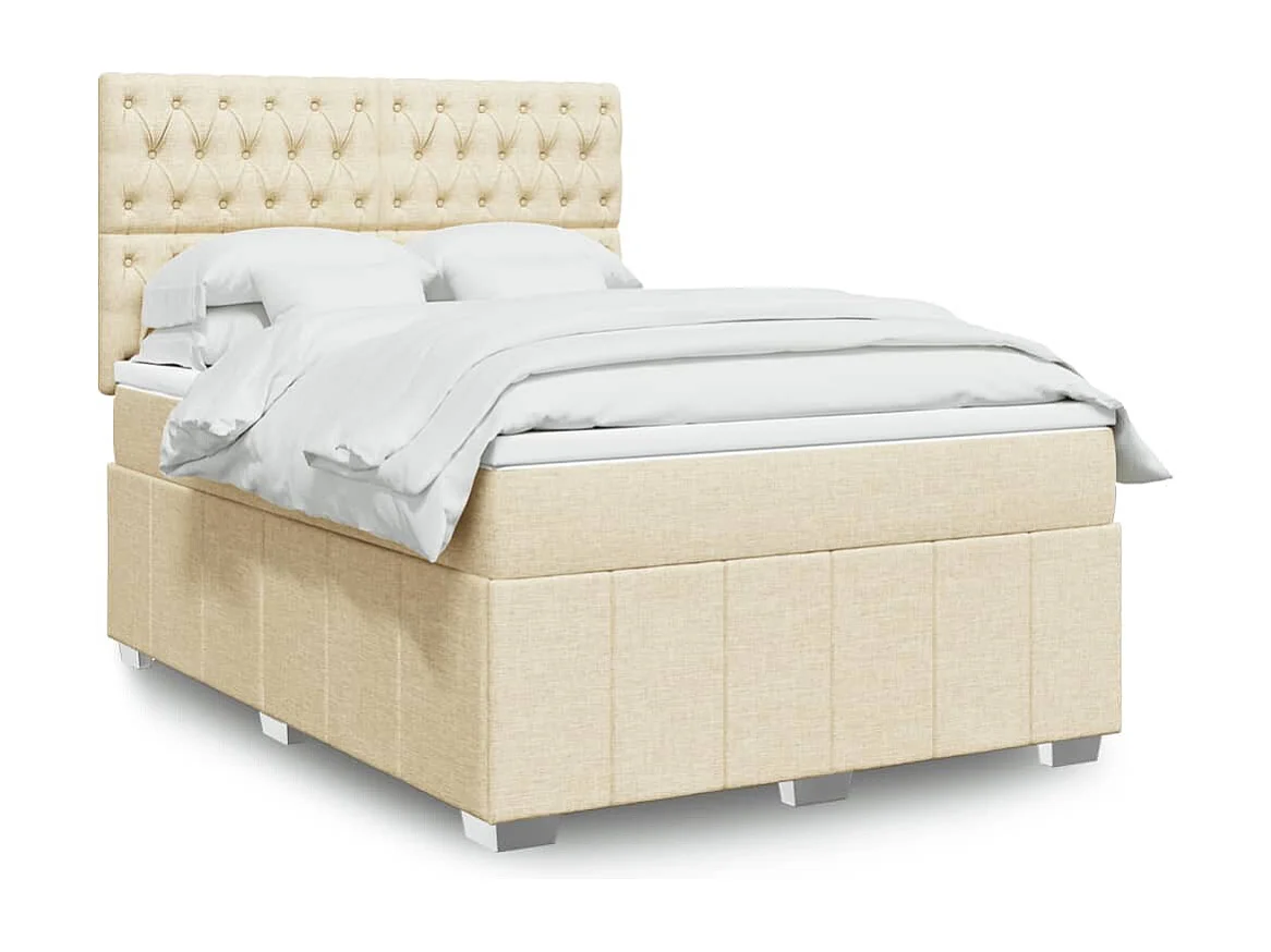 Cama com molas/colchão 140x200 cm tecido cor creme
