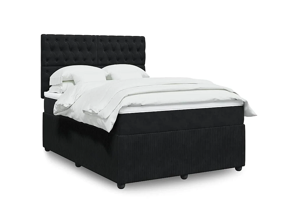 Boxspringbett mit Matratze Schwarz 140x200 cm Samt