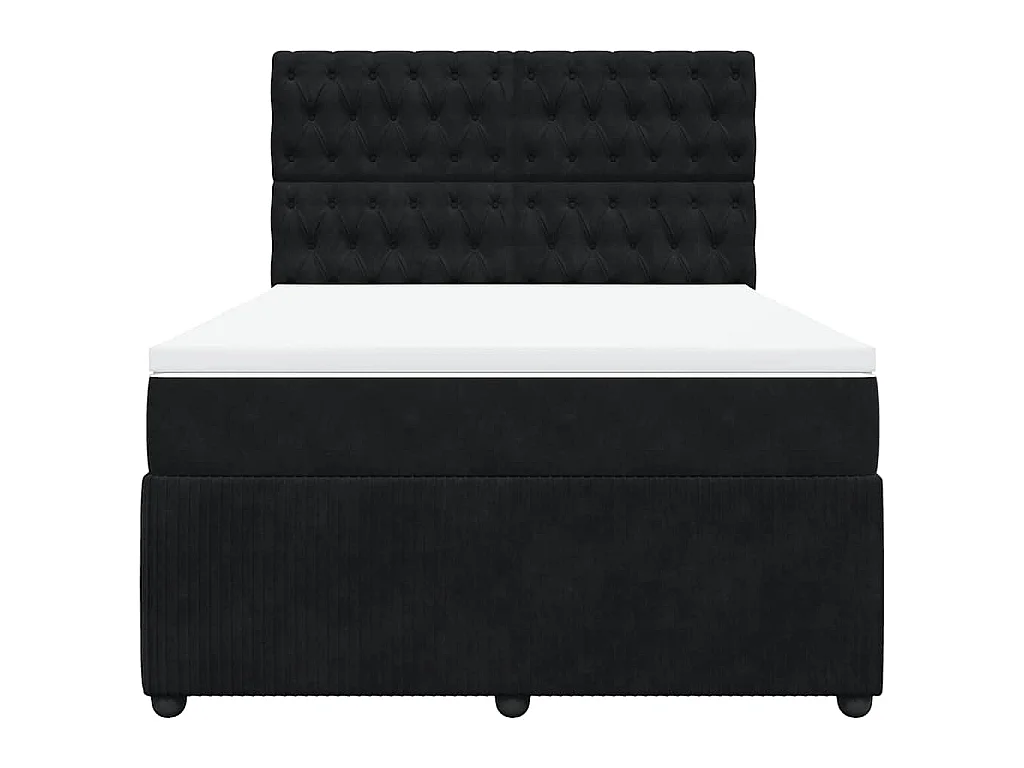 Boxspringbett mit Matratze Schwarz 140x200 cm Samt