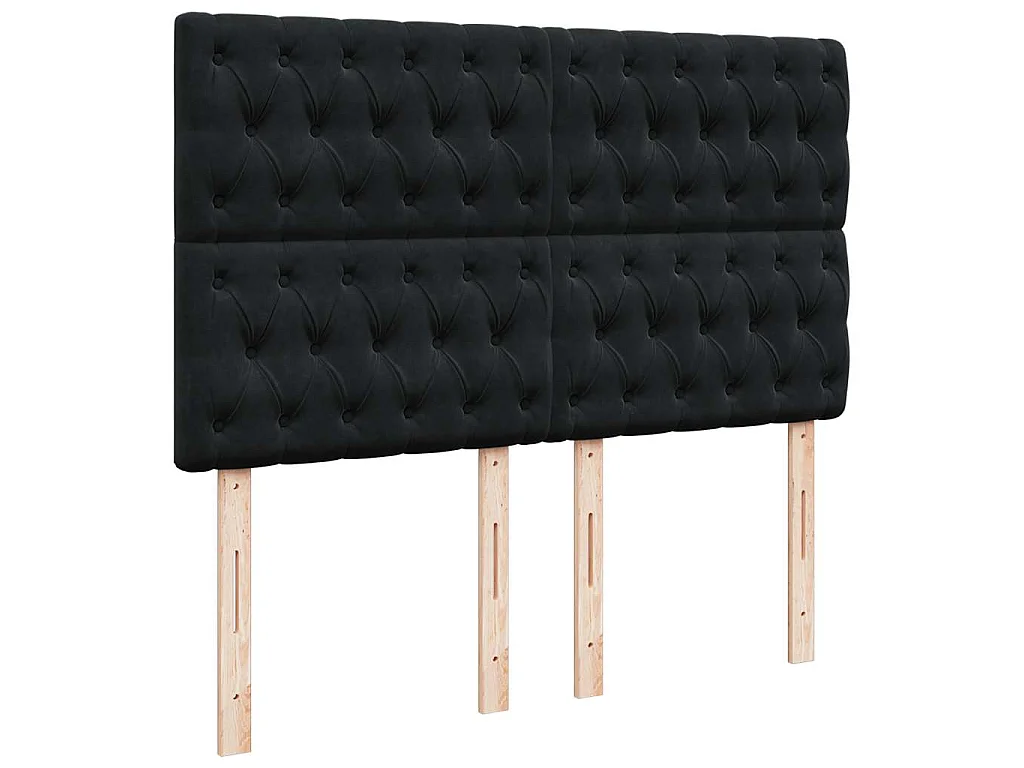 Boxspringbett mit Matratze Schwarz 140x200 cm Samt