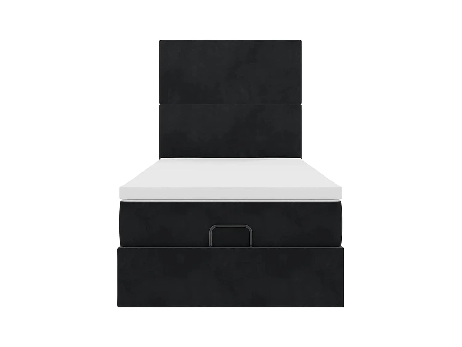 Cadre de lit ottoman avec matelas noir 90x200 cm velours