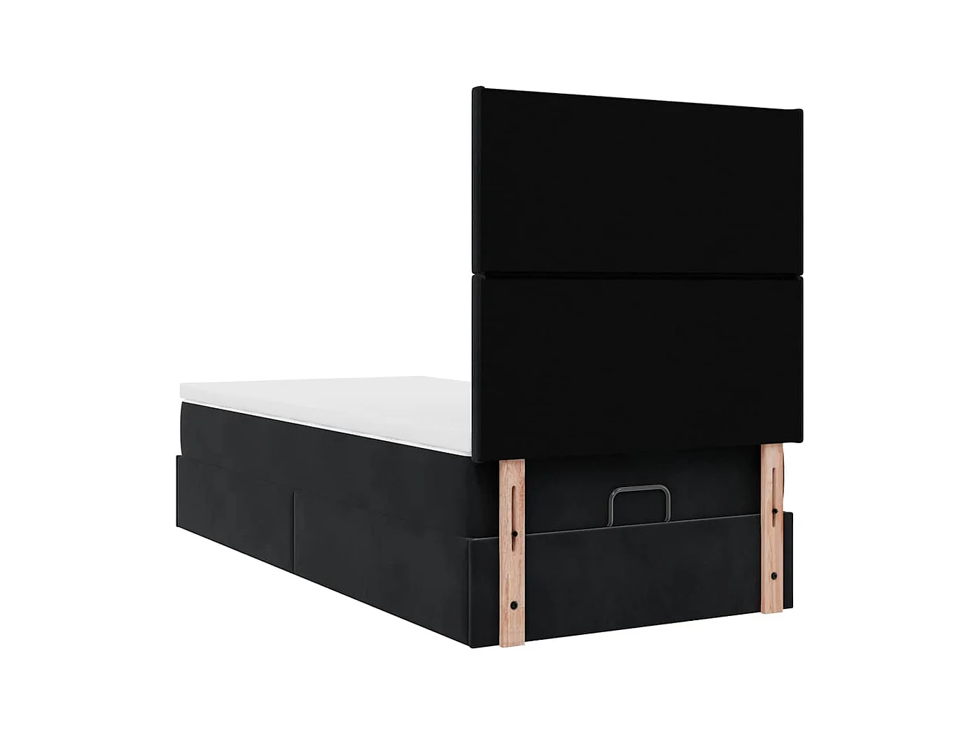 Cadre de lit ottoman avec matelas noir 90x200 cm velours