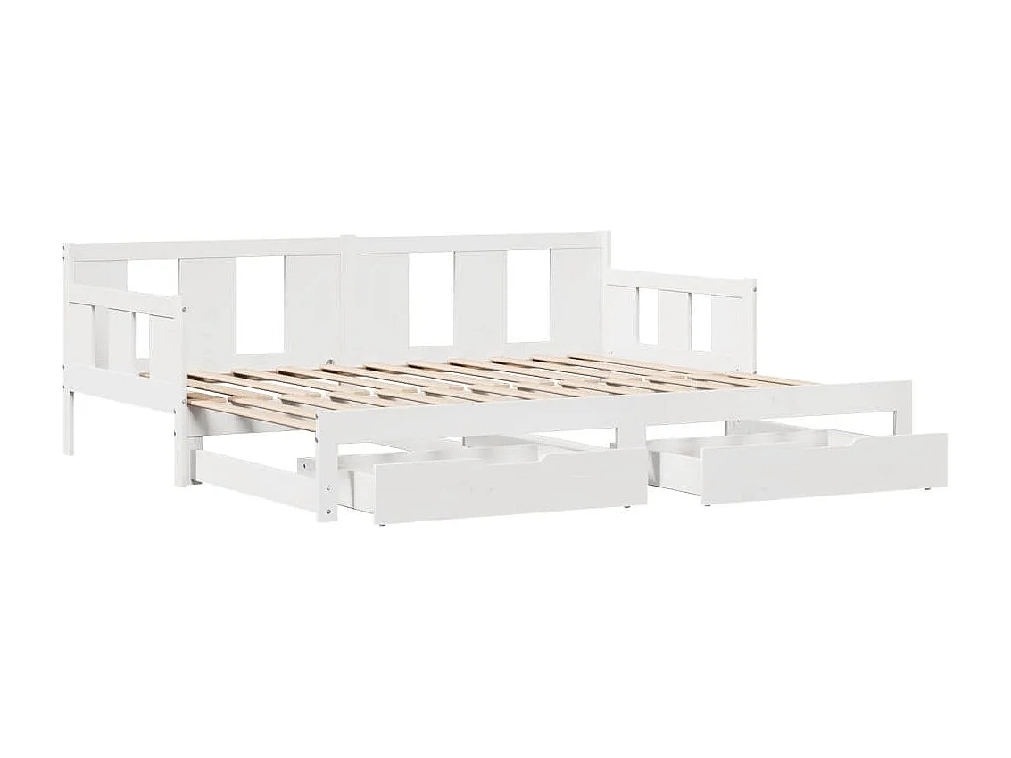 Letto Estraibile con Cassetti senza Materasso Bianco 90x190 cm