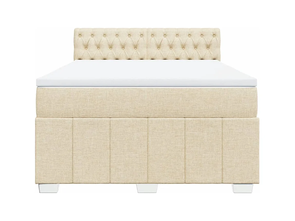 Sommier à lattes de lit avec matelas Crème 160x200 cm Tissu