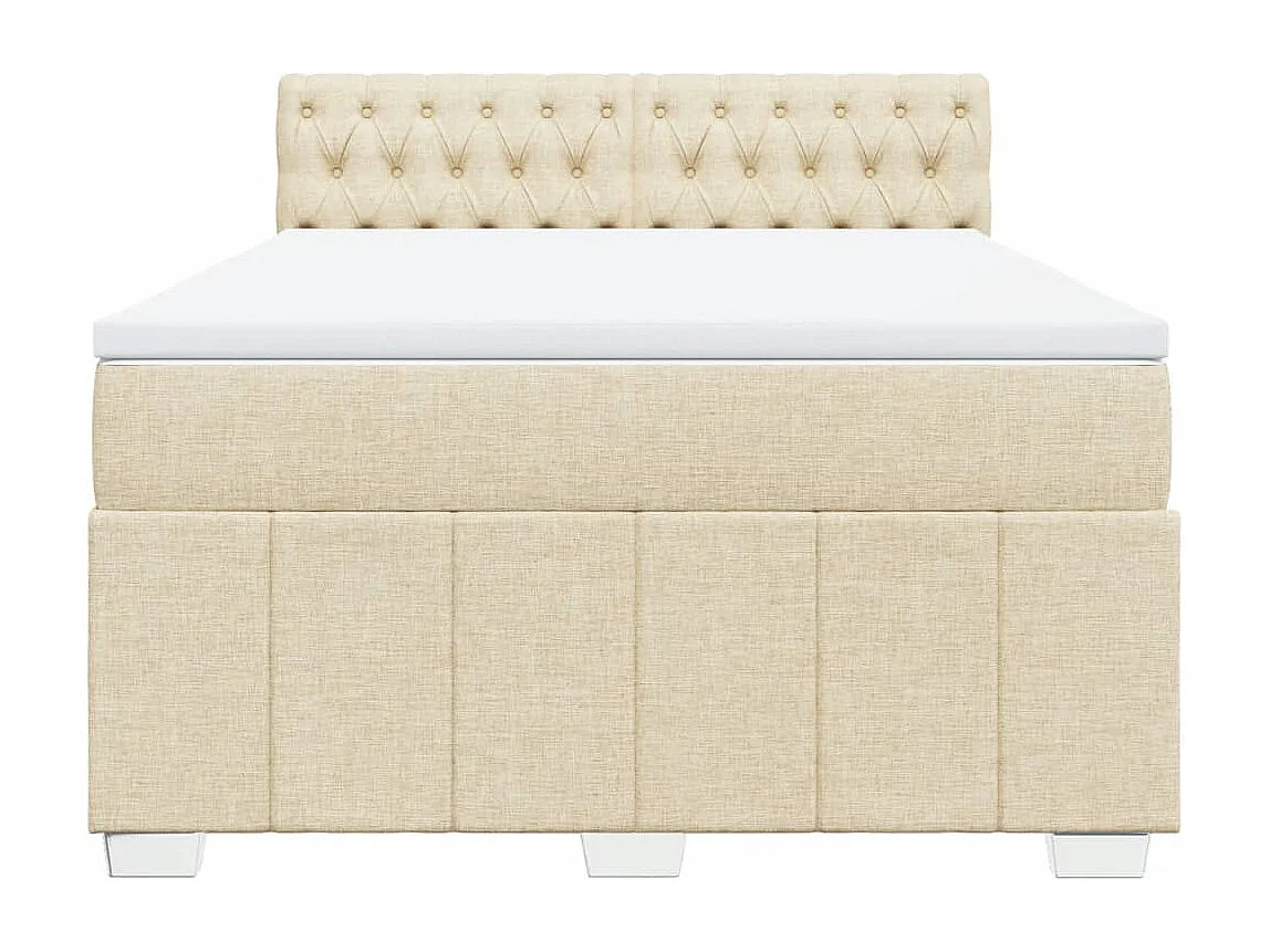 Cama box spring con colchón tela color crema 160x200 cm