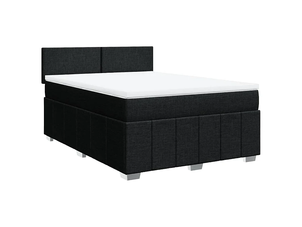 Boxspring met matras stof zwart 140x200 cm