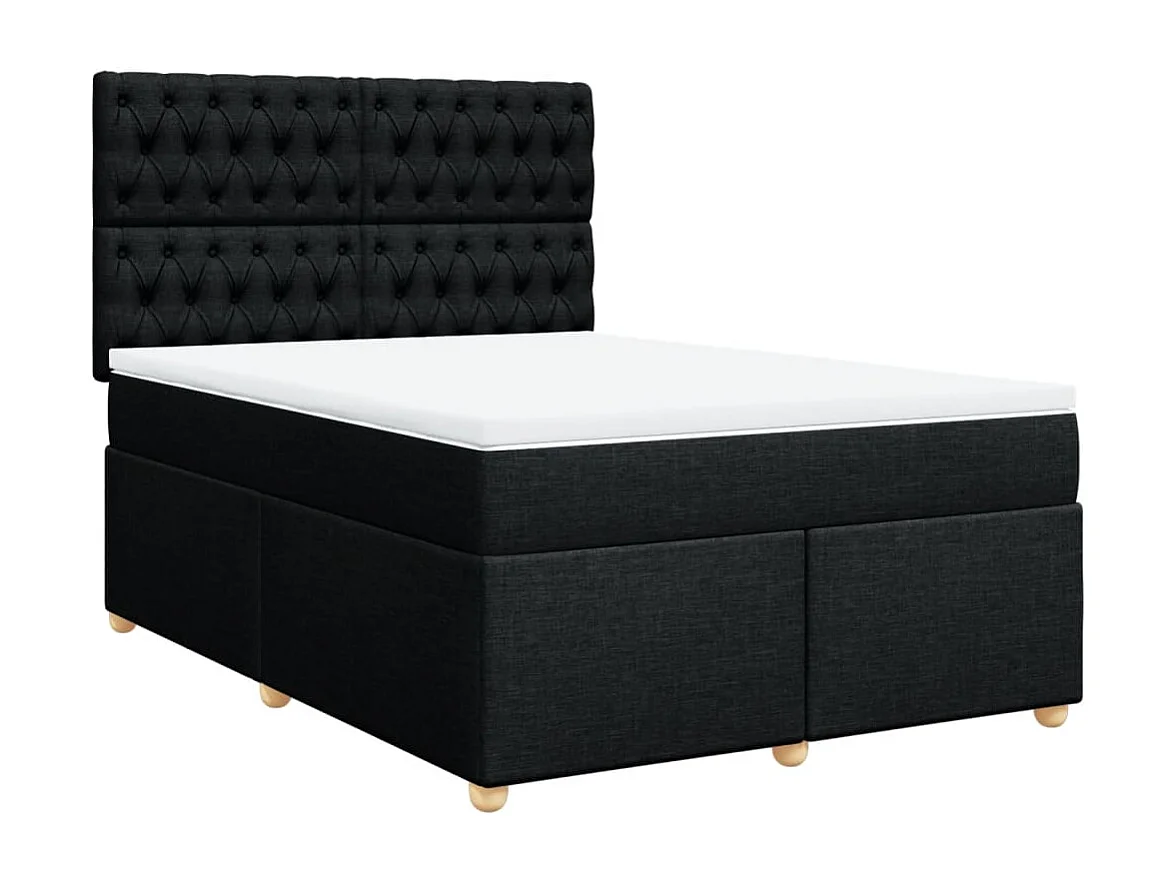 Boxspring met matras stof zwart 140x190 cm