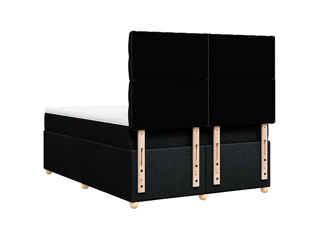 Sommier à lattes de lit avec matelas Noir 140x190 cm Tissu