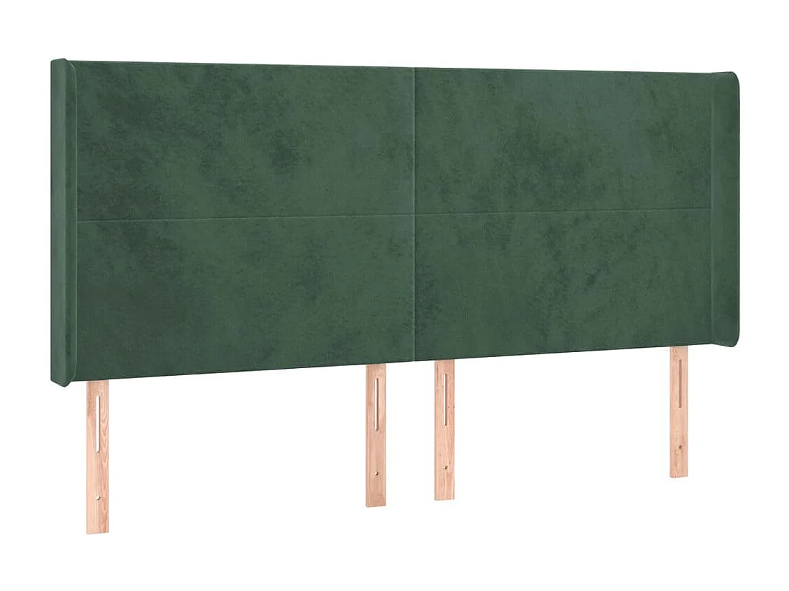 Cama box spring c/ colchão/LED 180x200 cm veludo verde-escuro