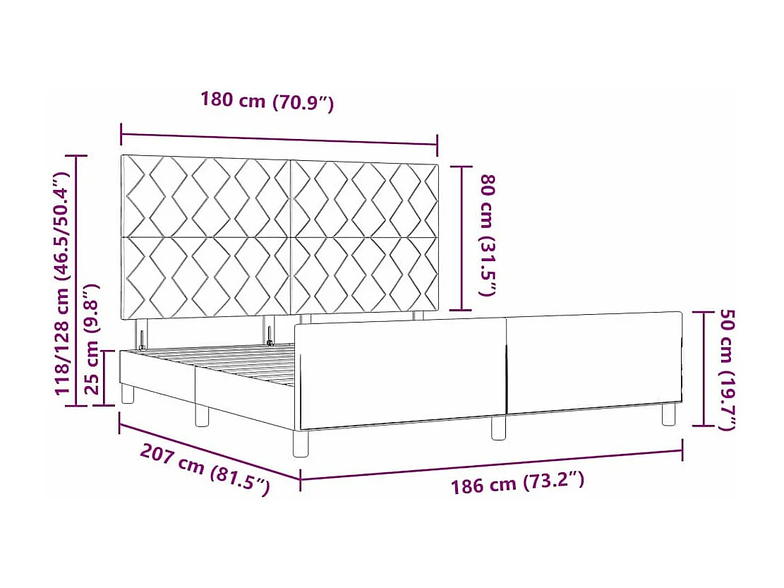 Estrutura da Cama Castanho escuro 180 x 200 cm tecido