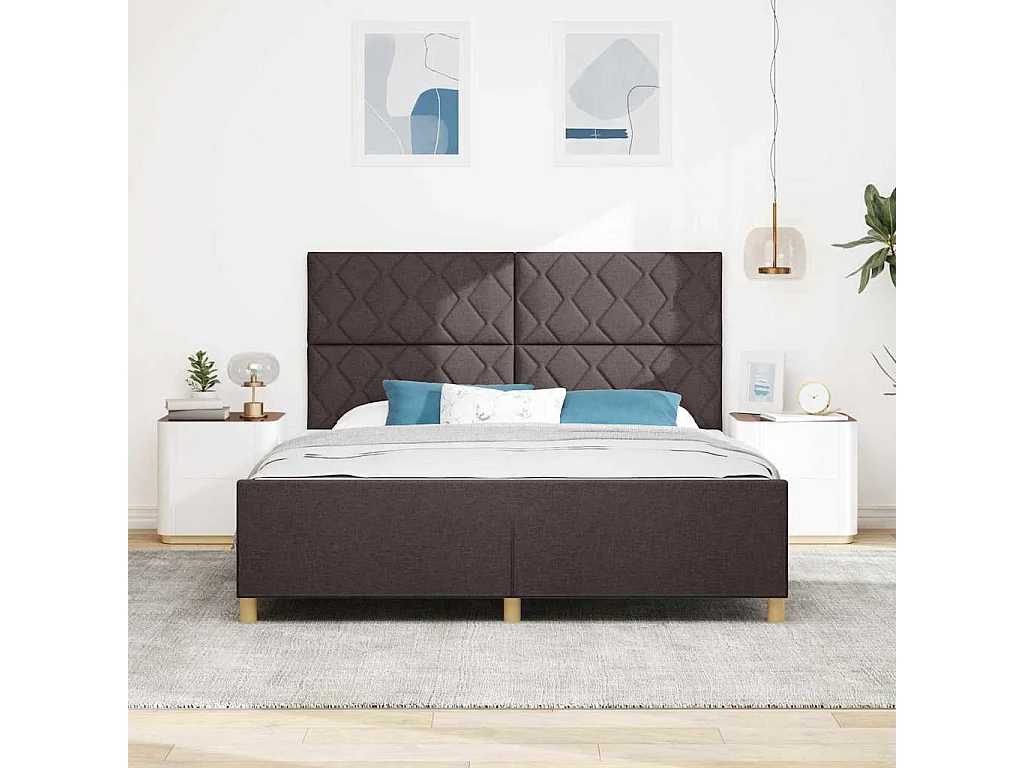 Estrutura da Cama Castanho escuro 180 x 200 cm tecido