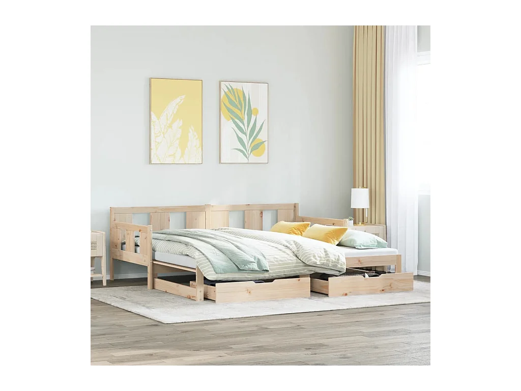Tagesbett Ausziehbar mit Schubladen ohne Matratze 90x200 cm