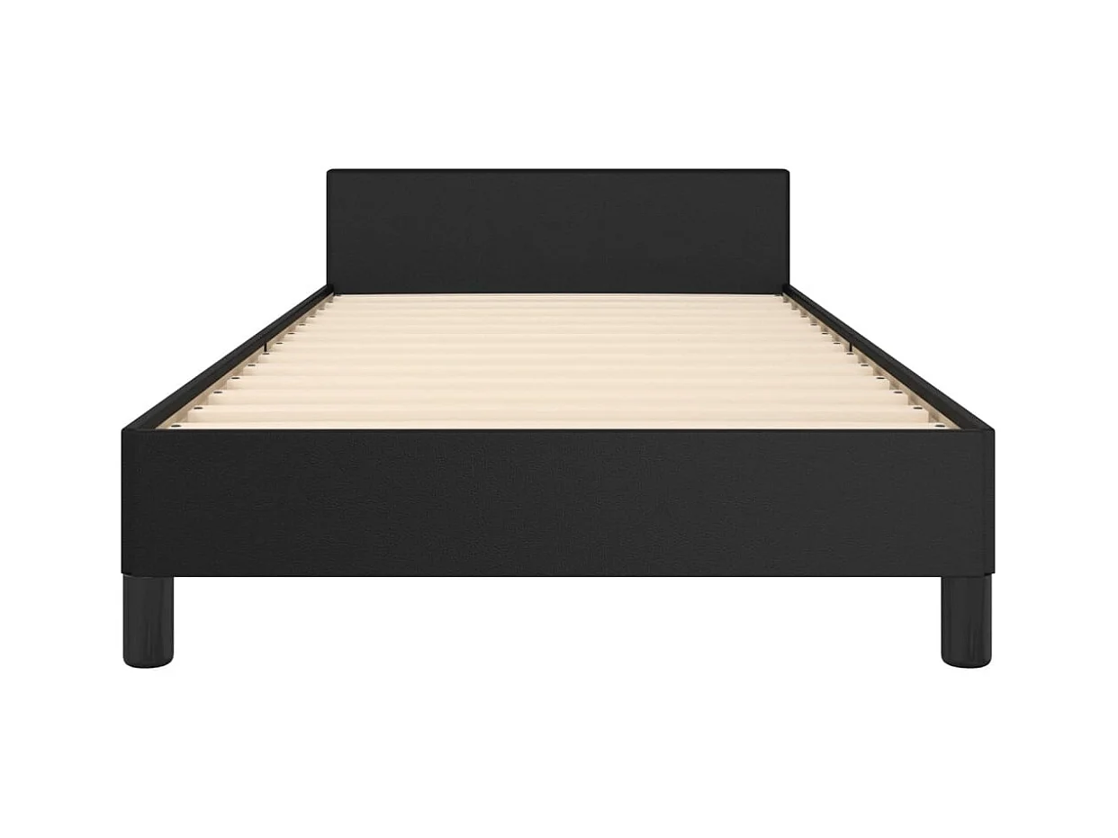 Bettgestell mit Kopfteil Schwarz 90x190 cm Kunstleder