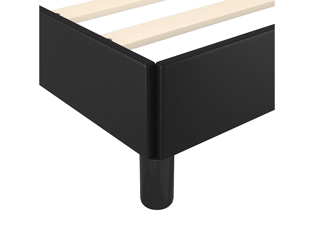 Bettgestell mit Kopfteil Schwarz 90x190 cm Kunstleder
