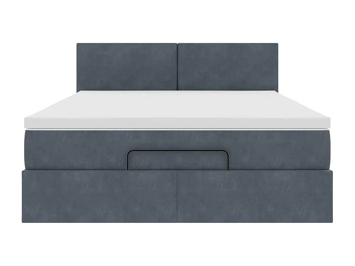 Cadre de lit ottoman avec matelas gris foncé 140x200 cm velours