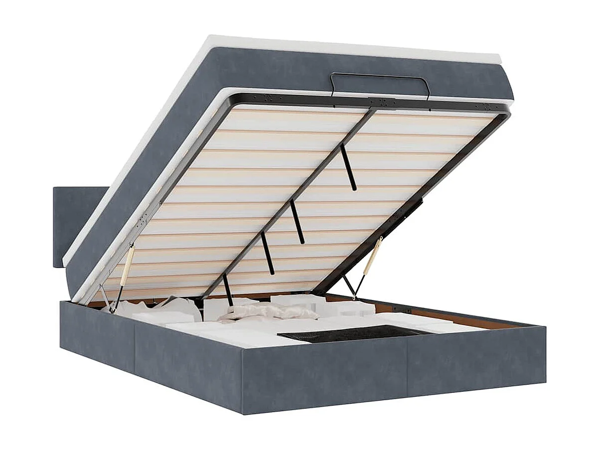 Ottoman bed met matras en LED's 140x200cm fluweel donkergrijs