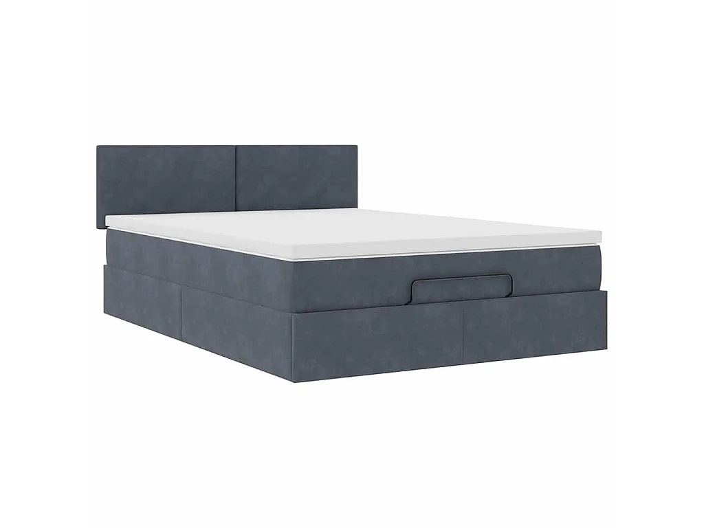 Estructura cama otomana con colchón gris oscuro 140x200cm