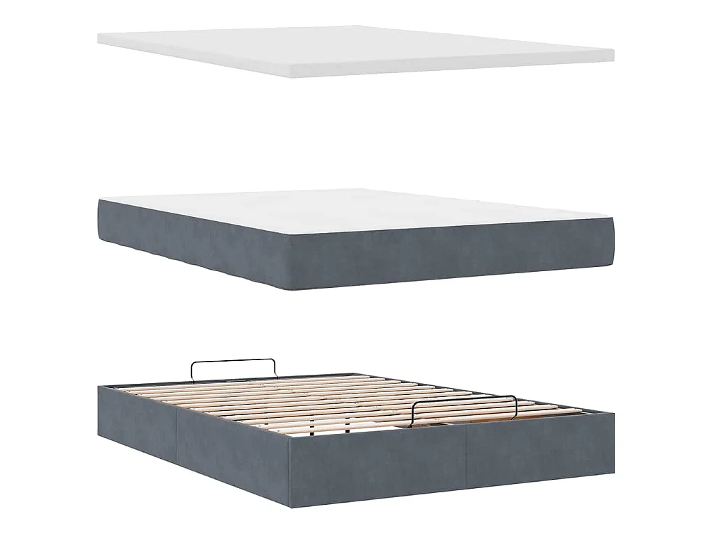 Estructura cama otomana con colchón gris oscuro 140x200cm