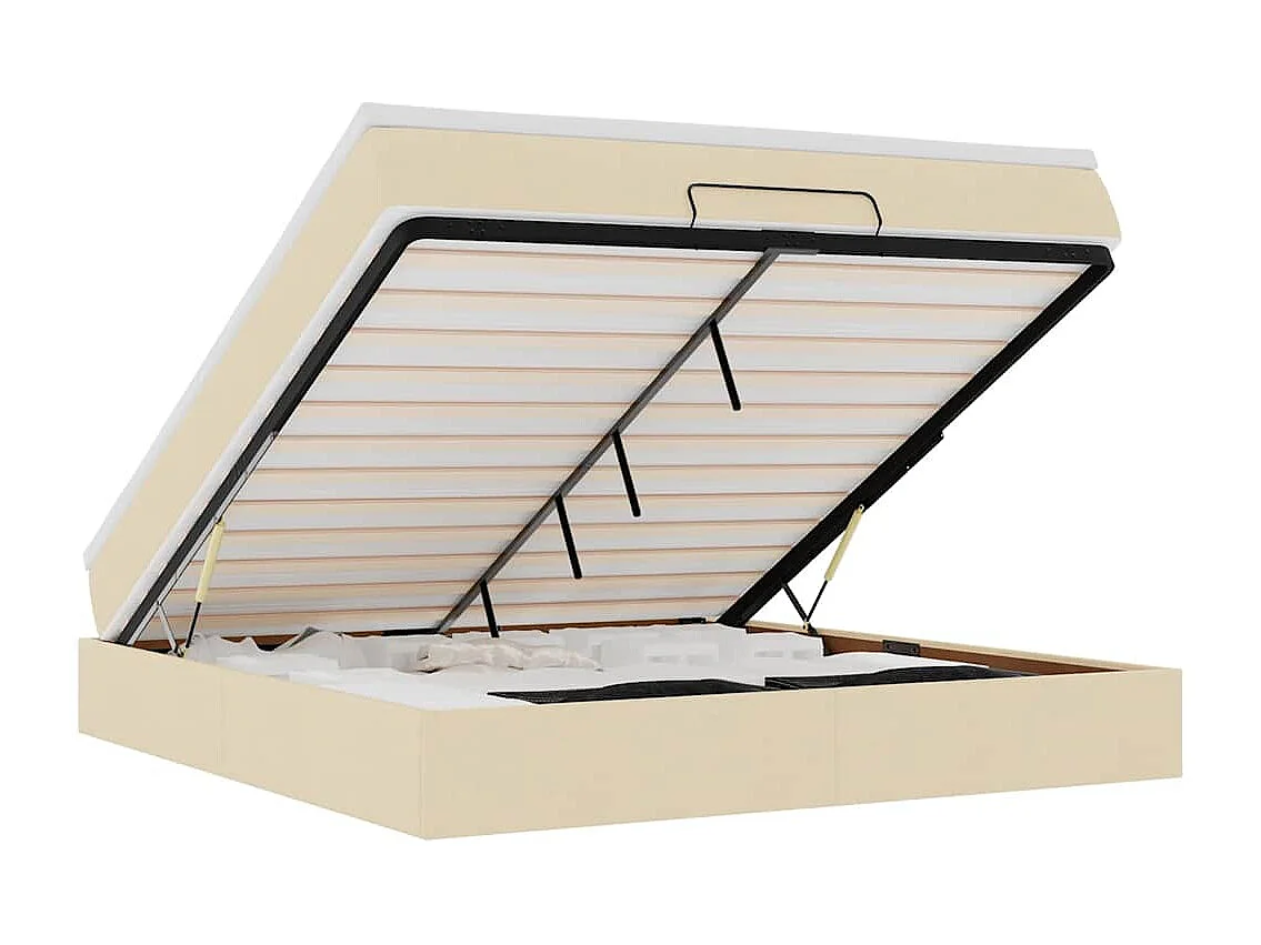 Ottoman-Bett mit Matratze Creme 160x200 cm Stoff