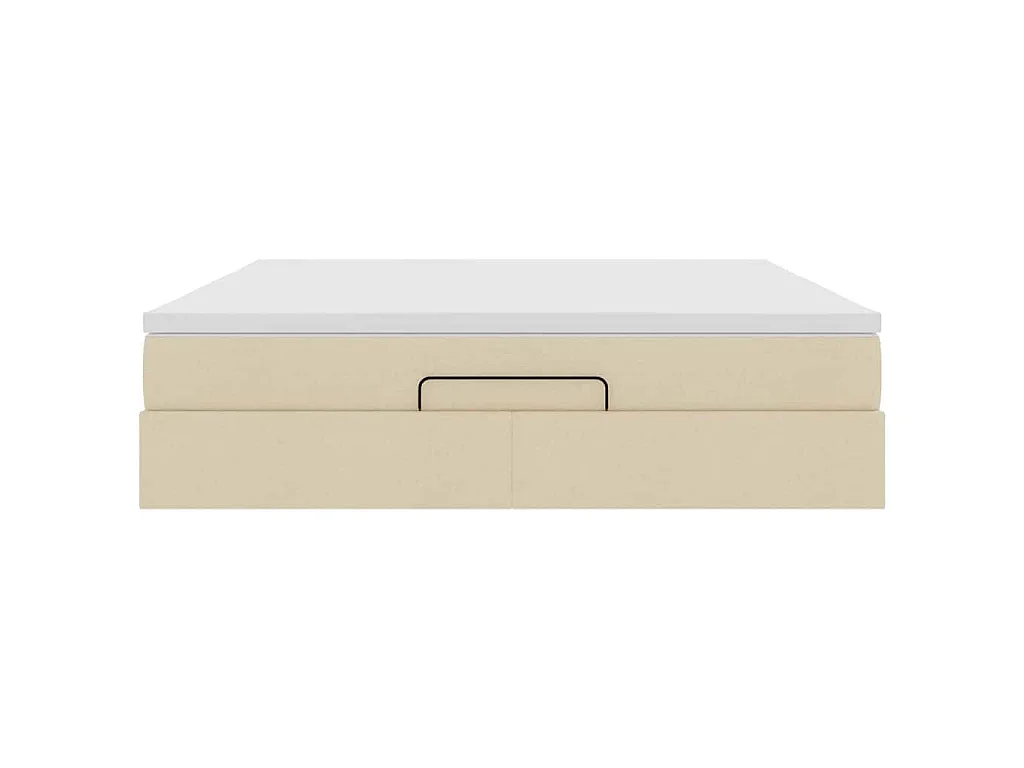 Struttura Letto Pouf con Materasso Crema 160x200 cm in Tessuto