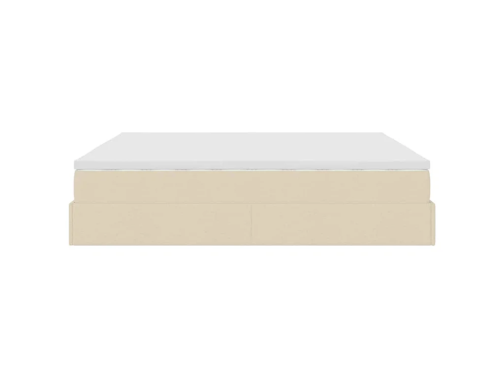 Struttura Letto Pouf con Materasso Crema 160x200 cm in Tessuto