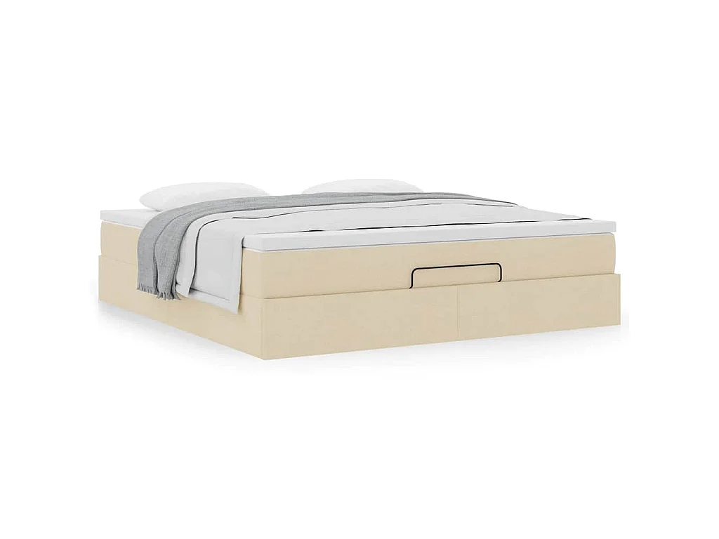 Ottoman bed met matras 160x200cm stof crèmekleurig