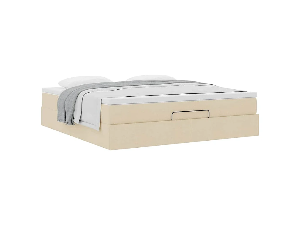 Ottoman bed met matras 160x200cm stof crèmekleurig