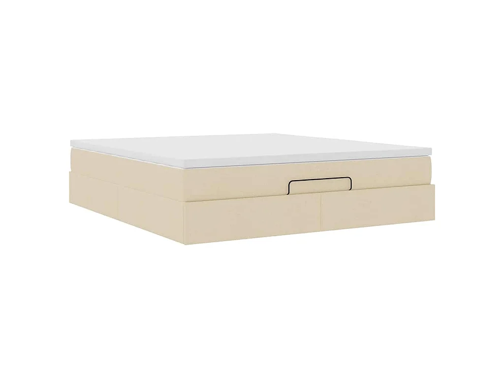 Ottoman bed met matras 160x200cm stof crèmekleurig