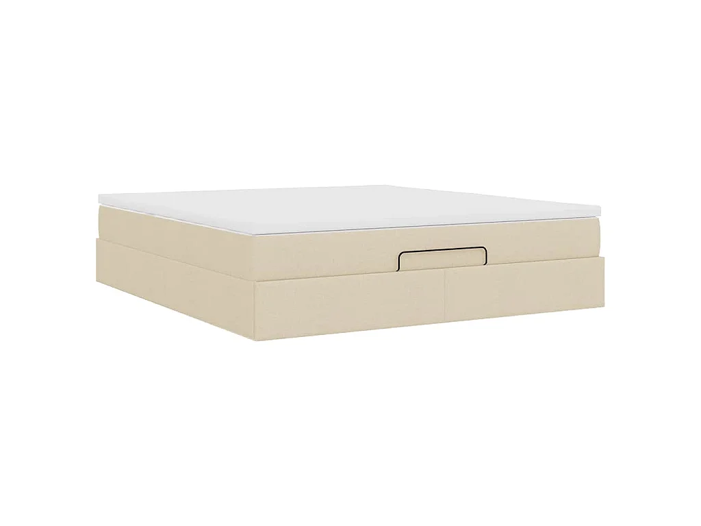 Ottoman bed met matras 160x200cm stof crèmekleurig