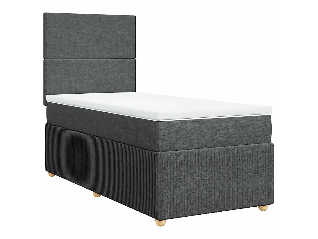 Boxspringbett mit Matratze Dunkelgrau 90x200 cm Stoff