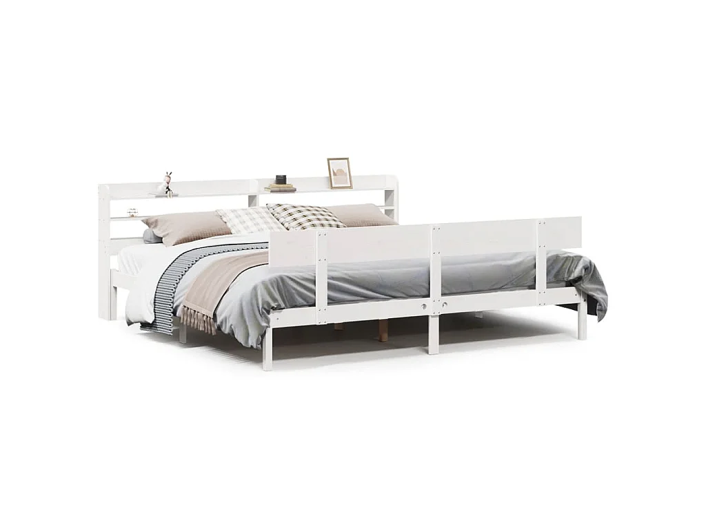 Bedframe zonder matras massief grenenhout wit 180x200 cm