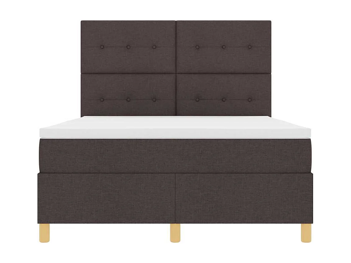 Letto a molle con materasso Marrone Scuro 140 x 200 cm Tessuto