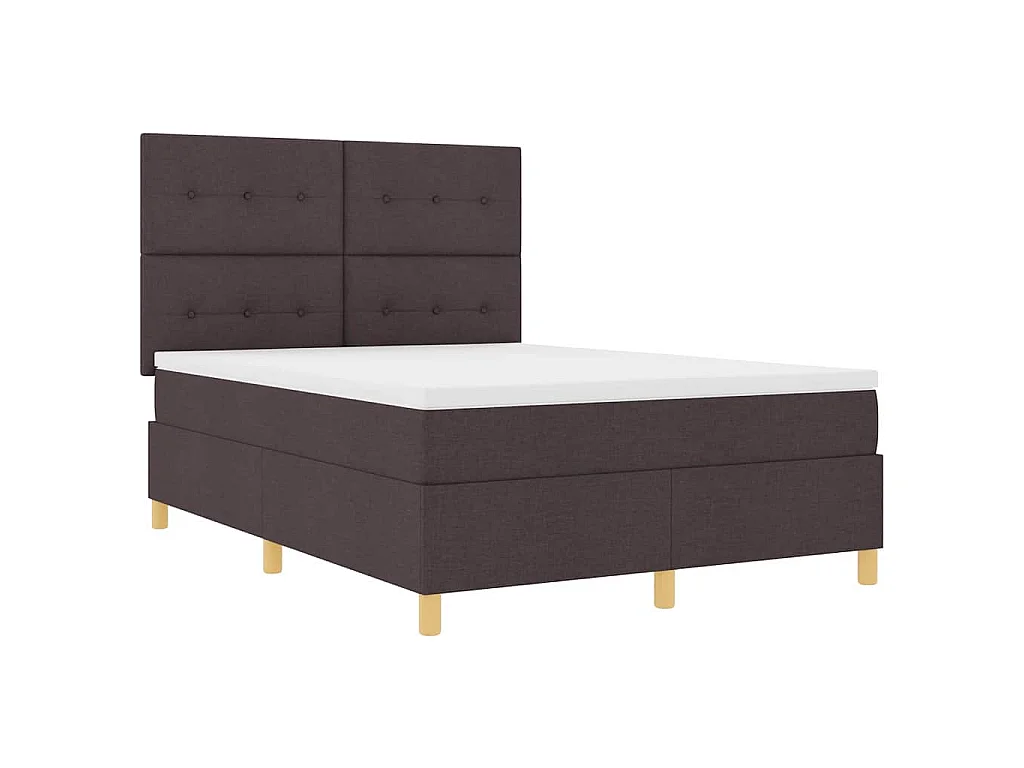 Boxspringbed met hoofdeinde Donkerbruin 140 x 200 cm Stof