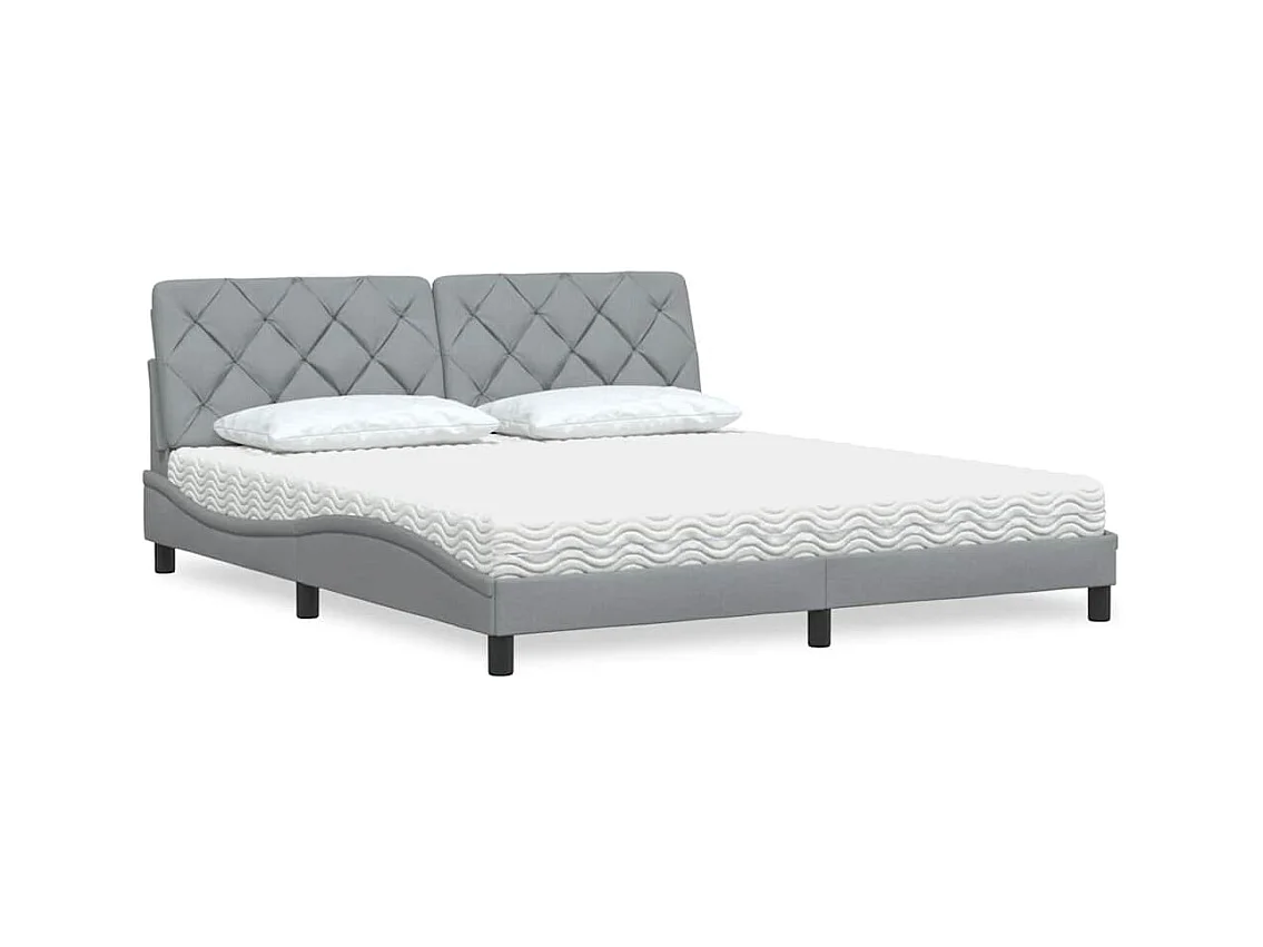 Lit avec matelas gris clair 180x200 cm tissu