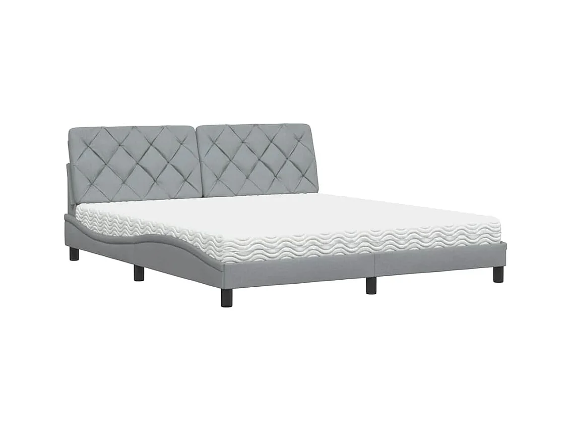 Lit avec matelas gris clair 180x200 cm tissu
