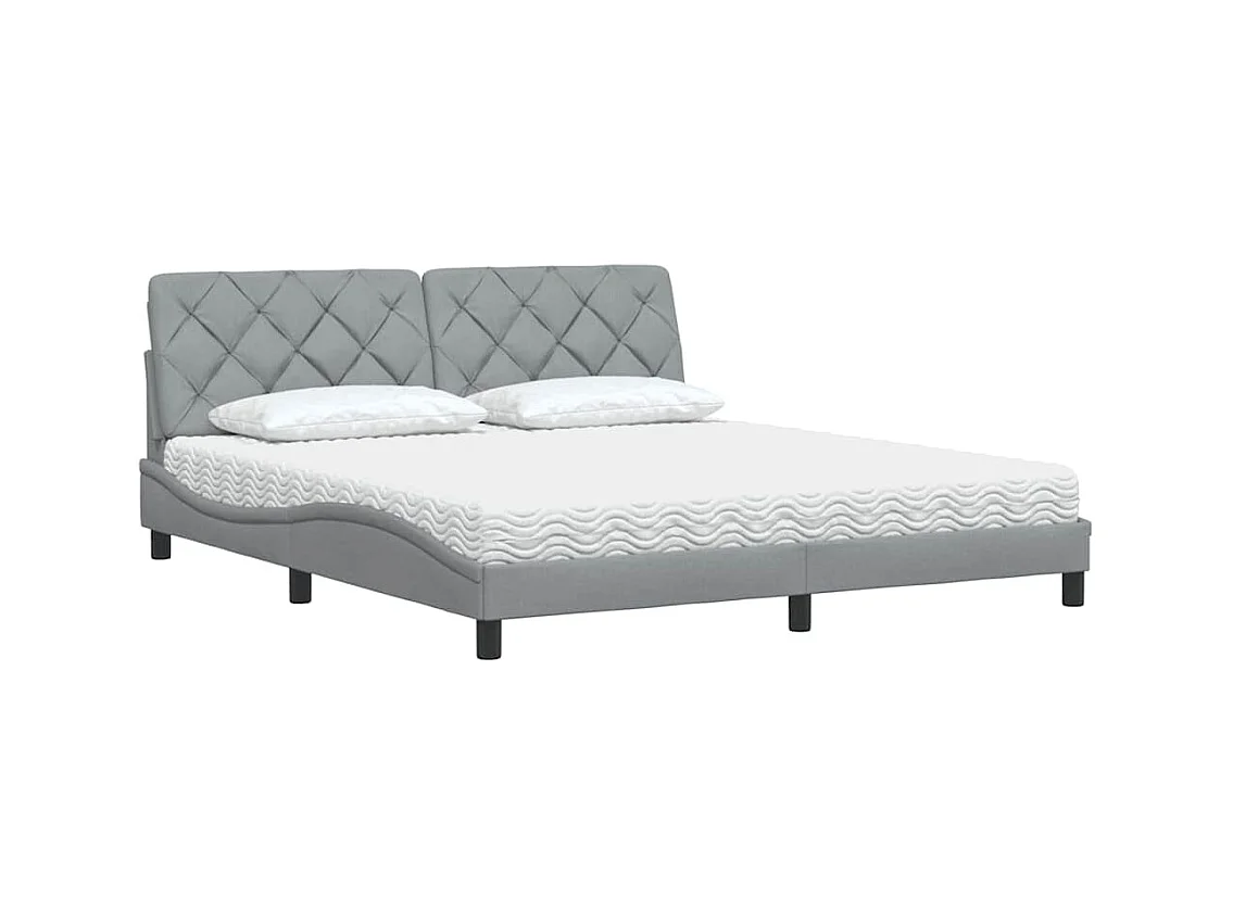 Lit avec matelas gris clair 180x200 cm tissu