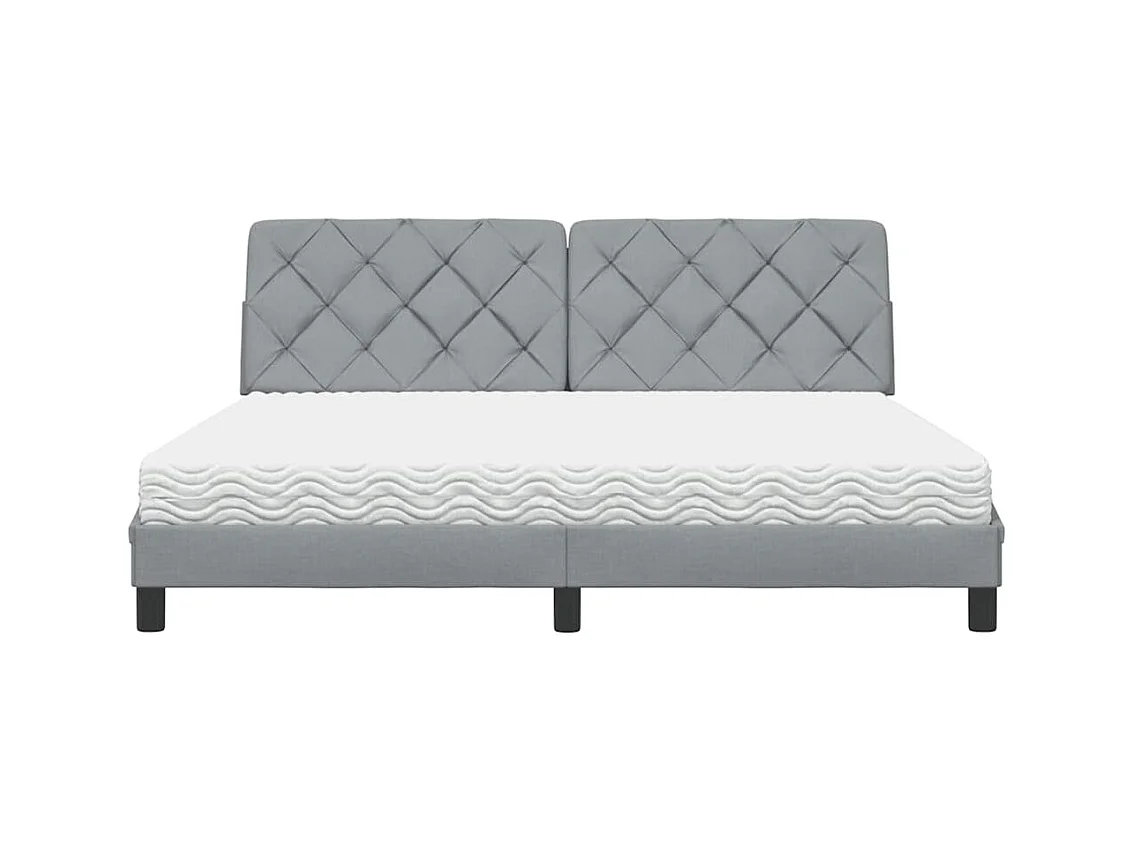 Lit avec matelas gris clair 180x200 cm tissu