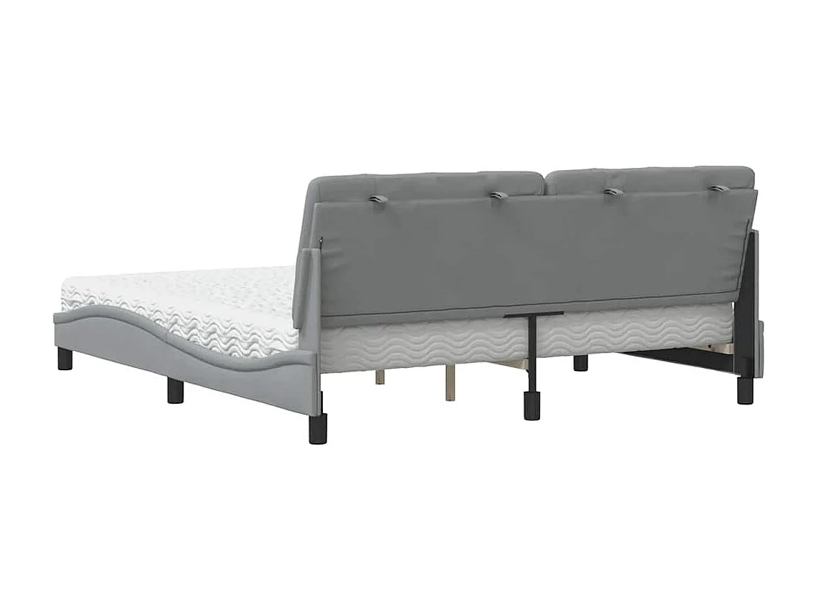 Lit avec matelas gris clair 180x200 cm tissu