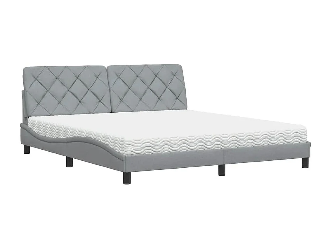 Letto con Materasso Grigio Chiaro180x200 cm Tessuto