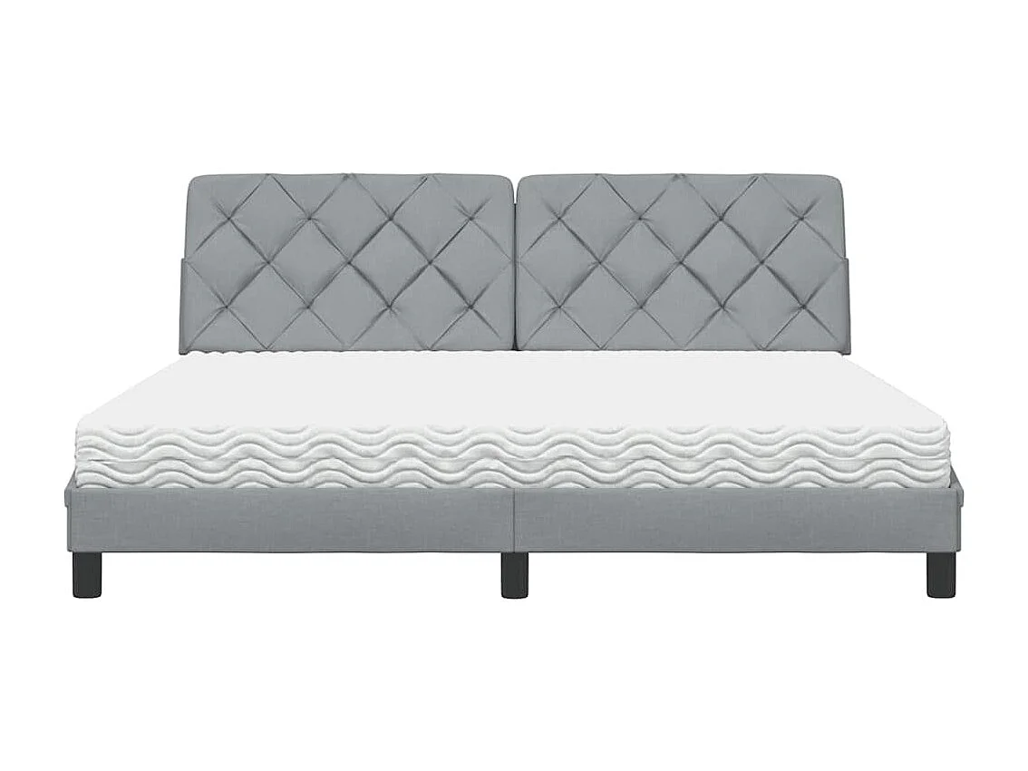 Letto con Materasso Grigio Chiaro180x200 cm Tessuto