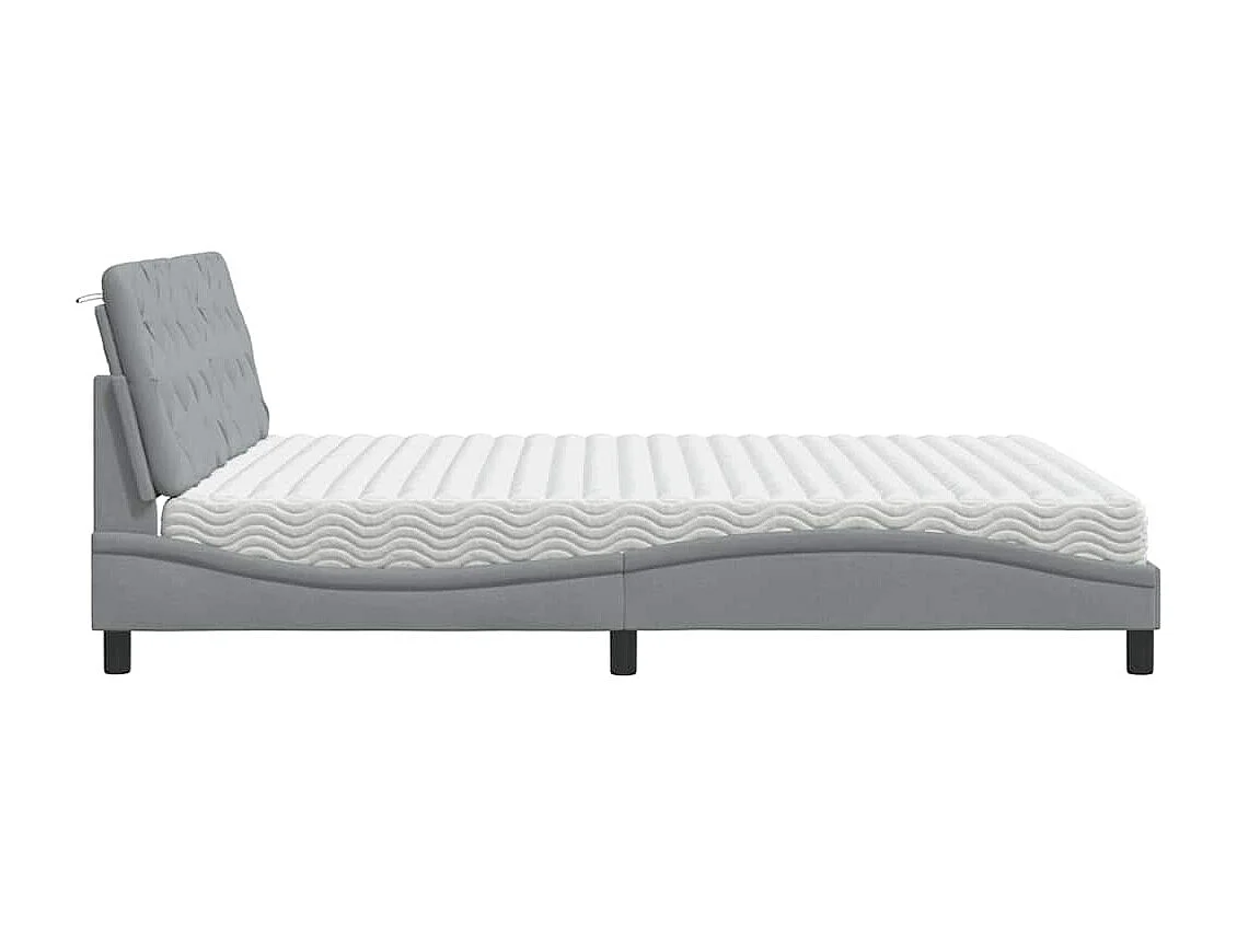 Letto con Materasso Grigio Chiaro180x200 cm Tessuto